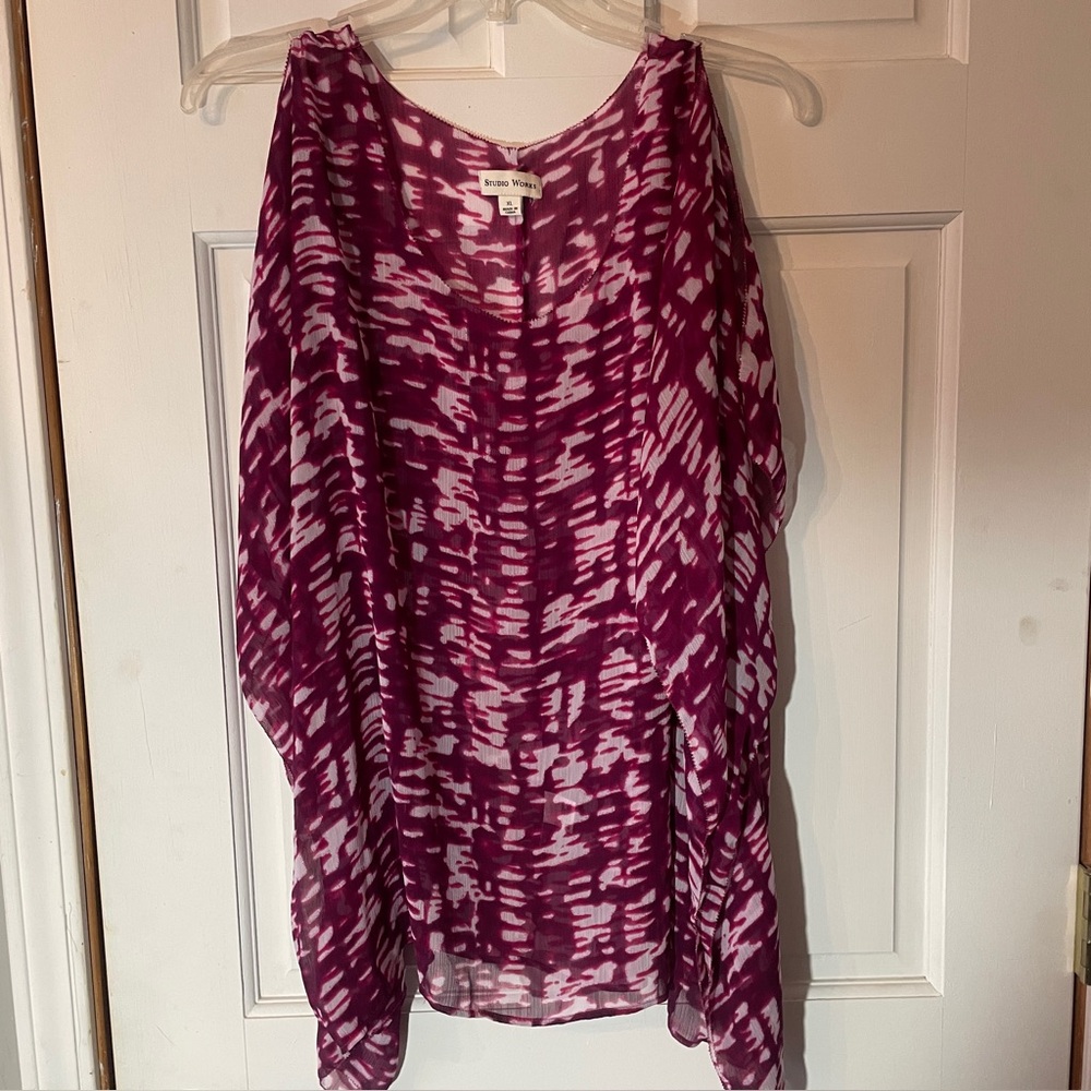Studio Works Pink and White Sheer Blouse
NWOT